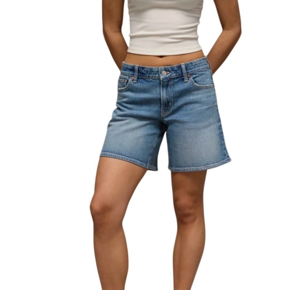 American Eagle Outfitters Stretch Low-Rise Baggy Jort Jean Shorts Womens Size 16